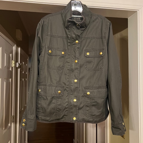 EUC Women's J.Crew Relaxed Boyfriend Field Jacket Dark Olive Green Size LARGE - Picture 4 of 6